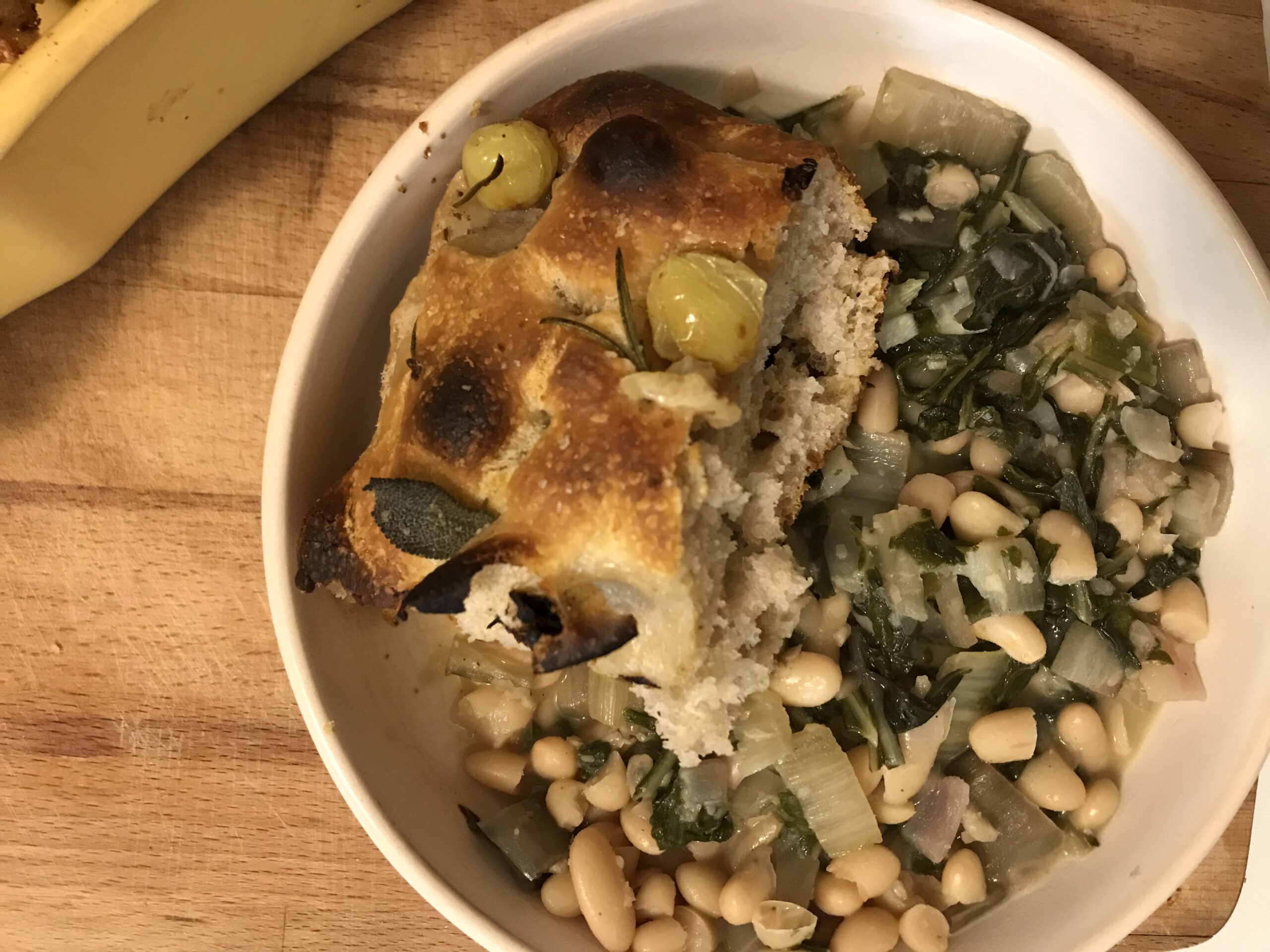 Braised brothy beans and greens